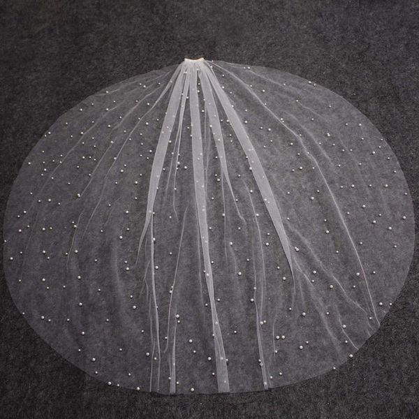 

bridal veils pearls wedding veil elegant 120cm short pearl with comb ivory color one layer for bride accessories, Black