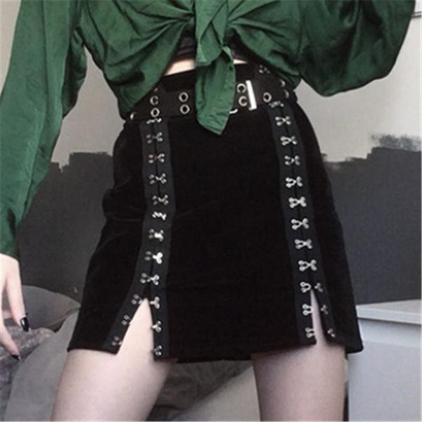 

skirts black punk mini skirt streetwear high waist harajuku riivet women costume hip