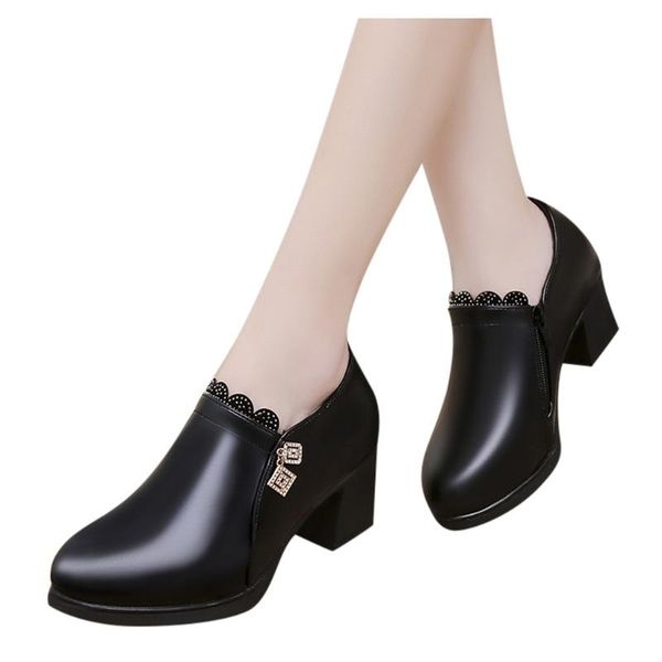 

dress shoes sagace luxury crystal women elegant high heels casual loafers ladies autumn spring slip on single pumps, Black
