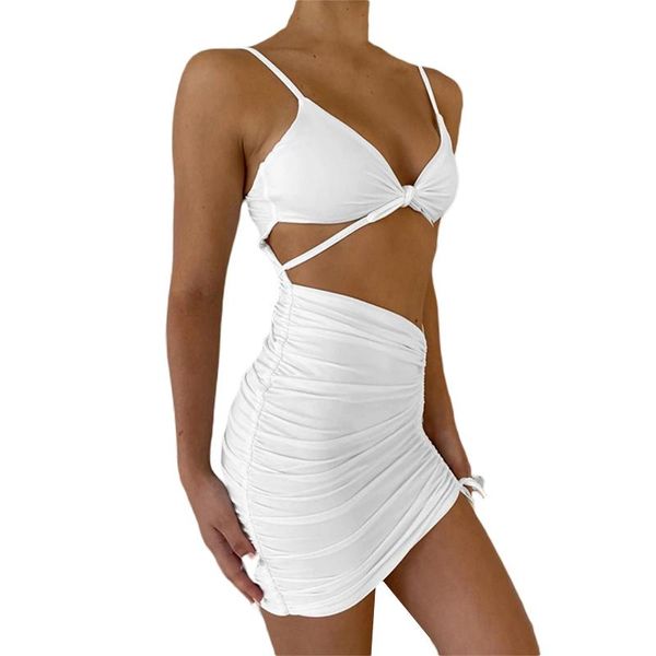 

casual dresses women hollow out slip dress, solid color deep v-neck sleeveless , black/ white/ brown, Black;gray