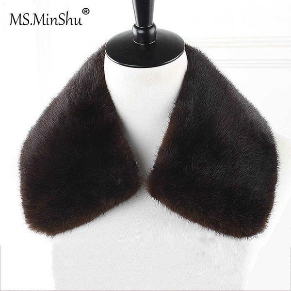 Ms.MinShu Genuine Mink Collar Peles Destacável Coleira Real Para Homens Jaqueta Natural Mink Pele Acumular Neck Warm Personalizado Made H0923