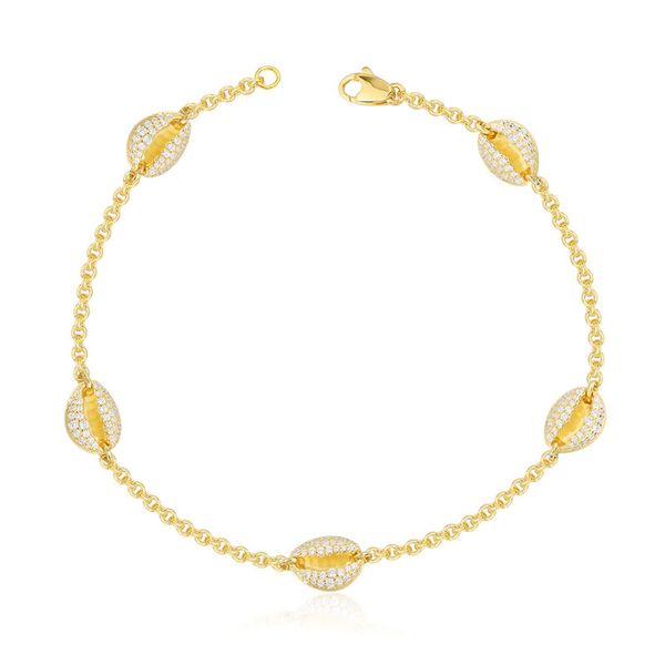 

sljey 925 sterling silver zirconia stone yellow gold color conch seashell anklet women fine fashion summer jewelry, Red;blue