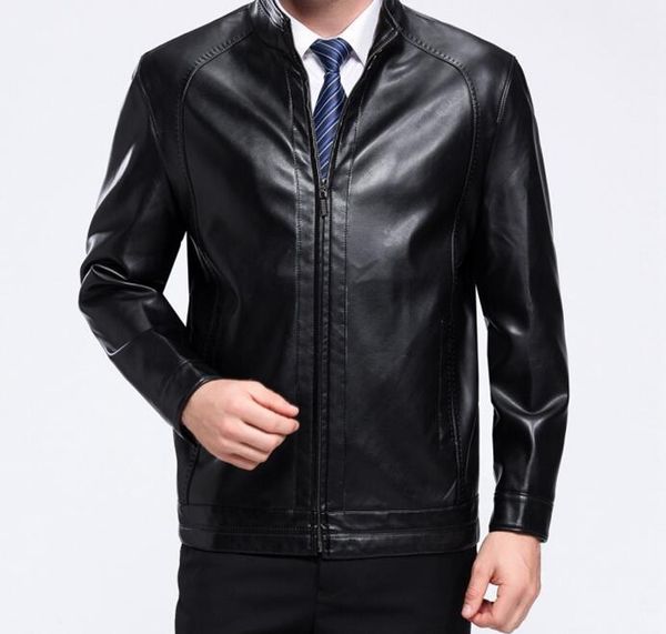 

men's fur & faux m-4xl 2021 spring fashion classic personality stand collar pu jacket thin section slim, Black