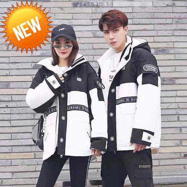 

mens mid-length white duck down jackets 2021 new winter patchwork thicken warm overcoats male cargo jacket parkas, Black