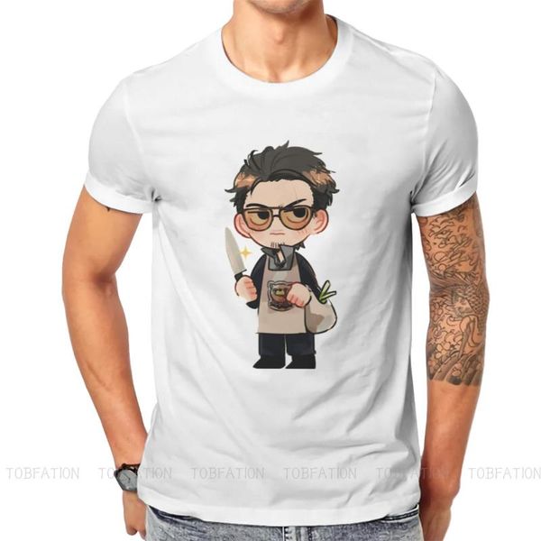 

men's t-shirts hero man's tshirt the way of househusband tatsu miku anime crewneck short sleeve fabric t shirt funny gifts, White;black