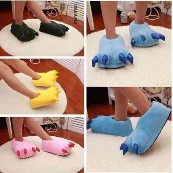 

and autumn winter men women cute cartoon animal cotton shoes dinosaur claw thickened plush root wrapped home large slippers