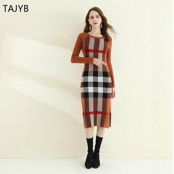 

women's sweaters mid-length dress 2021 arrival knitted sweater round neck long-sleeved slim, White;black