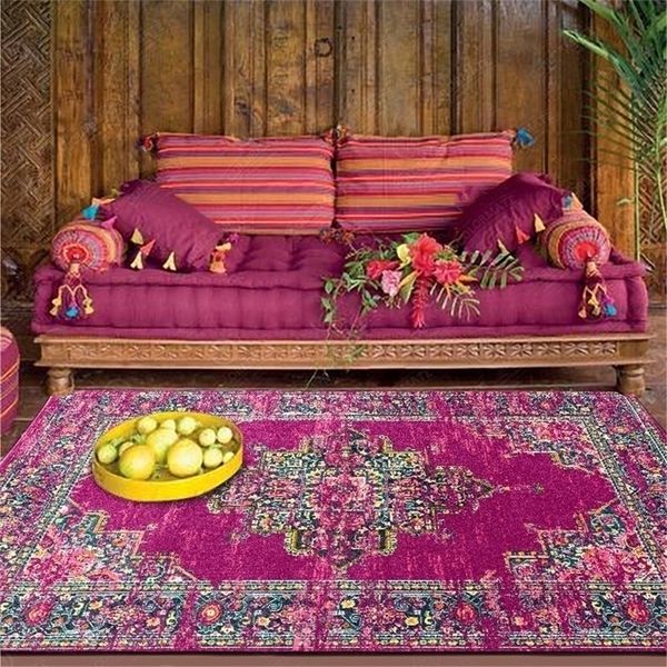 star Teppich im persischen ethnischen Stil, lila, für Wohnzimmer, Vintage-Stil, Mädchen-Schlafzimmer, Böhmen, geometrischer Teppich, Matte, Flur, 220301