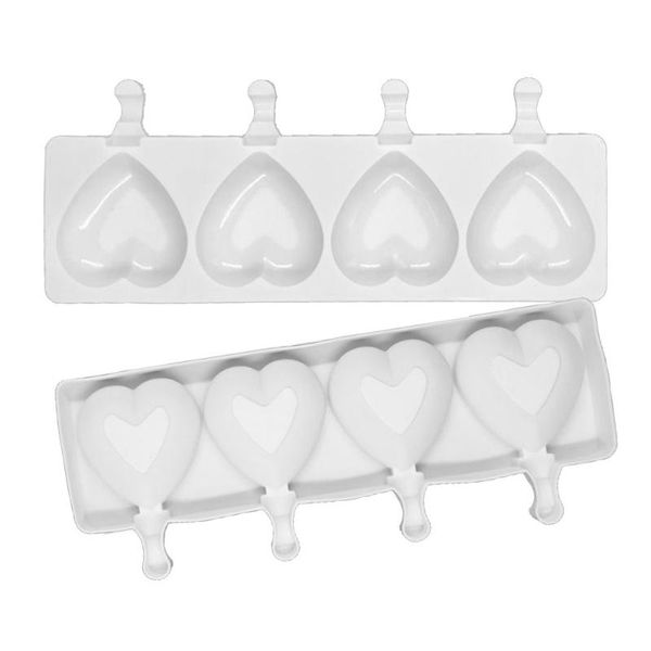 

baking moulds silicone ice cream mold 4-cavity big love shape diy homemade popsicle dessert lolly maker reusable tools