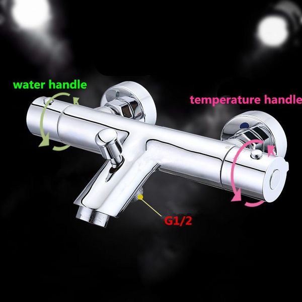 

bathroom shower sets black/ chrome thermostatic bath control valve bottom faucet wall mounted and cold brass mixer bathtub tap