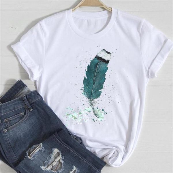 

and women short sleeve men feather travel holiday 90s fashion cartoon summer graphic t lady print tee female, White;black