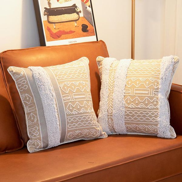 

cushion/decorative pillow luxury cushion cover beige 45x45cm handmade tuft embriodery morroccan style home decoration living room sofa couch
