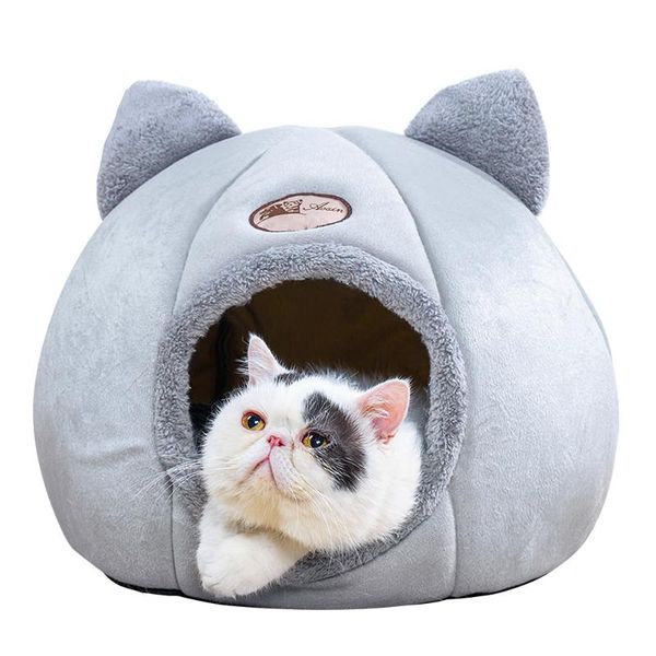 

cat beds & furniture bed house winter comfort sleep small dogs cats nest with soft plush mats washable houses pet supplies drop