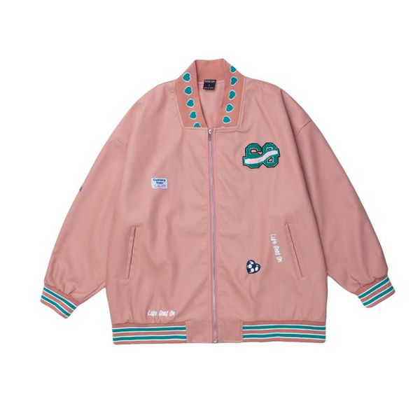 

men's jackets 2022 embroidered baseball uniform jacket american retro printing casual oversize couple, Black;brown