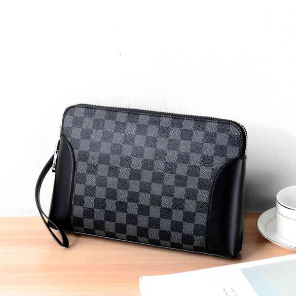 

men's handbag anti-theft code lock checkered, Red;black
