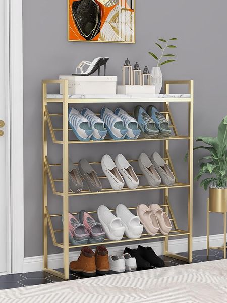 

non-occupying wrought iron shoe rack thickened frame home indoor good-looking shoe cabinet exquisite high temperature paint
