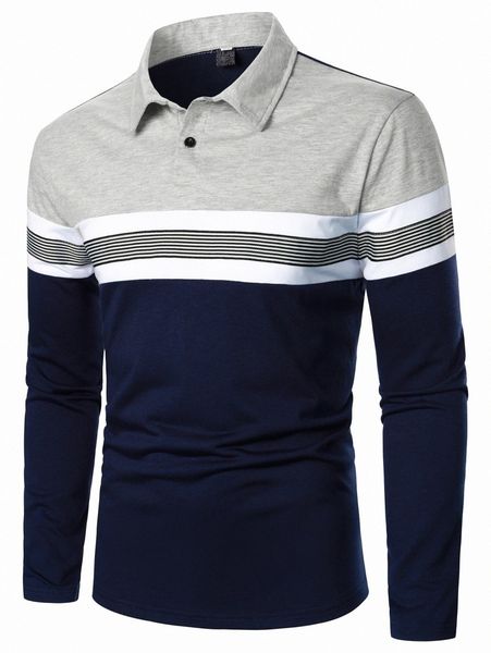 

men color-block striped panel polo shirt f0zm#, White;black