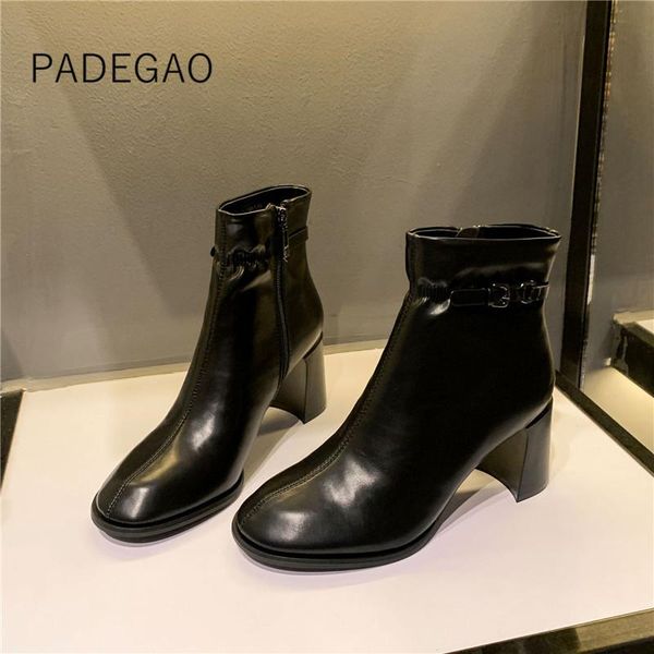 

boots women winter 2021 vintage korean ankle casual black