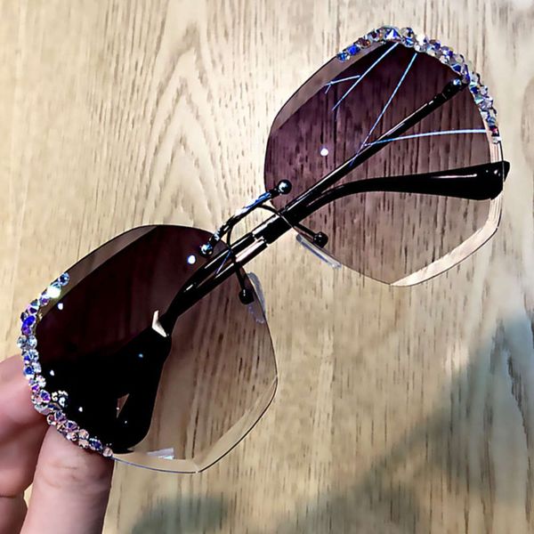 

net red ins double row diamond sunglasses women inlaid with korean tide round face sunscreen glasses ultraviolet, White;black