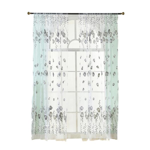 

curtain & drapes 100x200cm transparent tulip flower sheer curtains window screen tassel floral tulle voile door scarf valance for bedroom