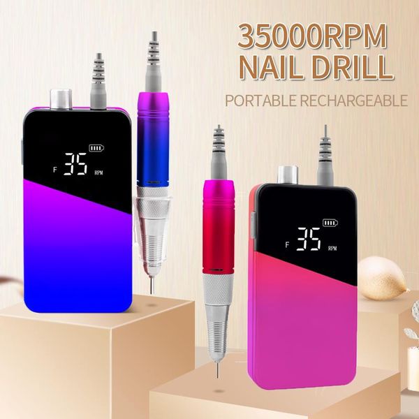 

nail drill & accessories 35000rpm gradient color handle rechargeable portable cordless e file electric manicure machine set
