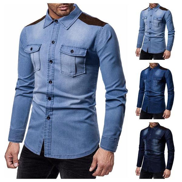 

100% cotton men's suede wash denim shirt with wash color, White;black