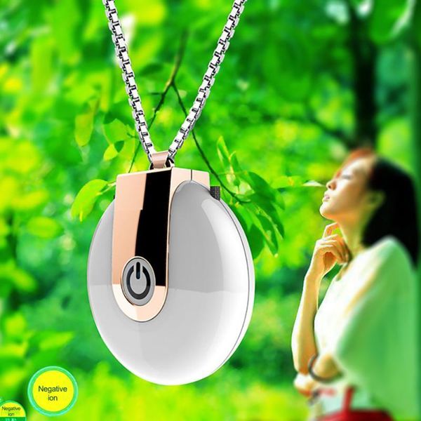 

car air freshener anion purifier necklace in-car mini oxygen bar portable and compact wearable hanging neck decoration