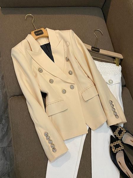 

women's suits & blazers tide brand designer classic all-match fashion khaki lion buckle commuter temperament ol suit jacket wholesale, White;black