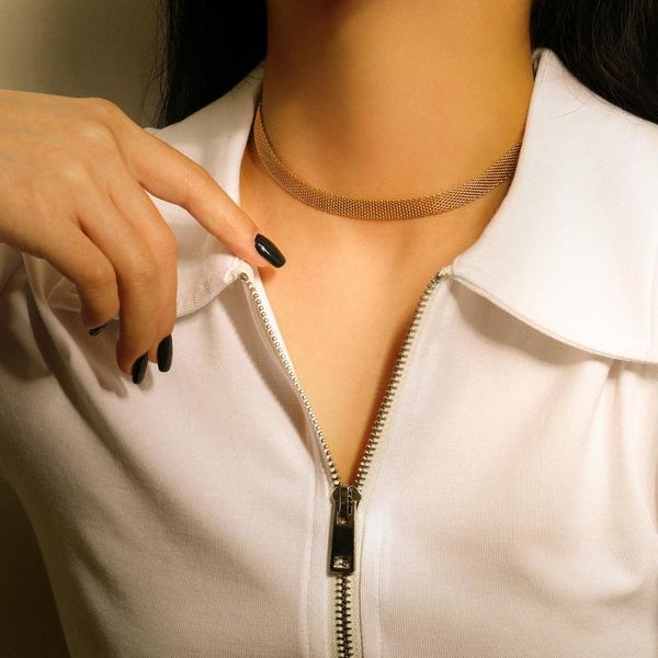 

chokers women's neck chain metal net choker on the strap style necklaces and pendant jewelry 2021 collar for girl gold fashi, Golden;silver