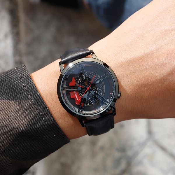 

wristwatches cool wheel dial watch men leather fashion casual military mens watches sport waterproof clock reloj hombre montre homme relogio, Slivery;brown
