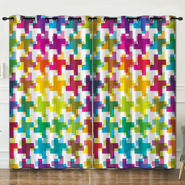 

curtain & drapes colorful geometry room decoration background cloth pink curtains luxury 4