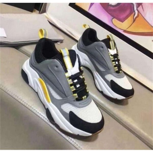 

casual shoes gold peach 2020 designer b22 sneaker white leather calfskin sneakers technical knit women platform blue grey shoes, Black