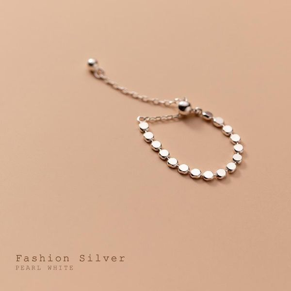 

cluster rings solid 925 sterling silver for women teen girls flat beads chains adjustable korean fashion minimalist jewelry, Golden;silver