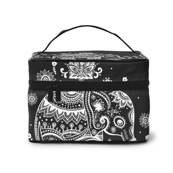

high capacity makeup bag travel cosmetic bag swirly elephants art vantage figure beauty