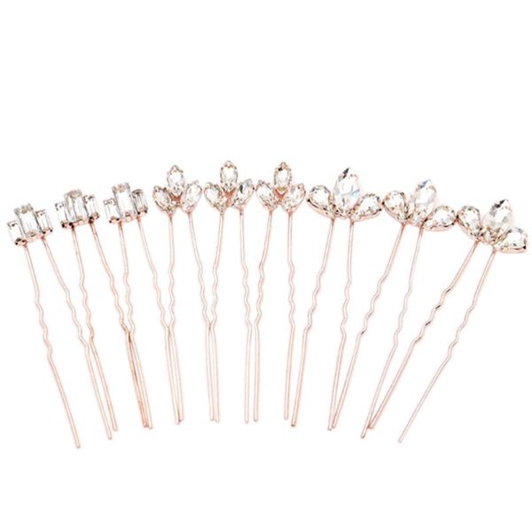 

1 set 9 pcs versatile wedding hair accessories bridal hair clips (rose gold)