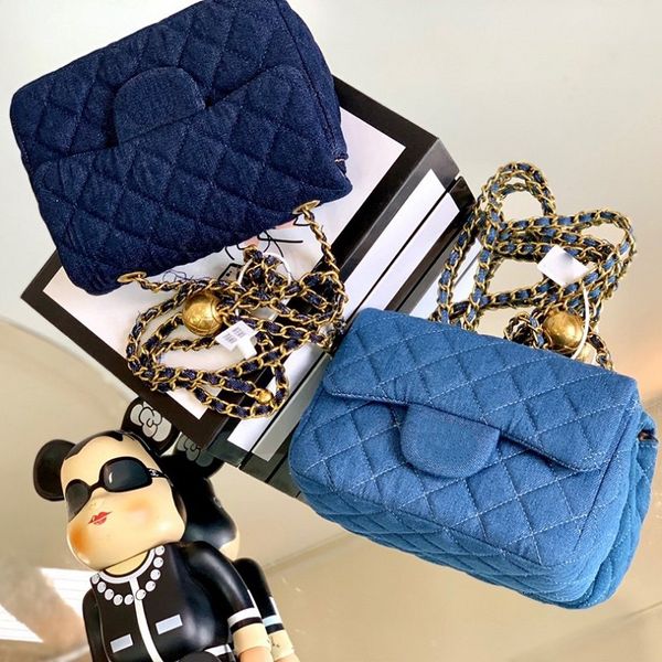 

french high-quality designer bag classic rhombus denim c crossbody bag luxury f shoulder bag fashion wallet handbag 2 colors, Red;black