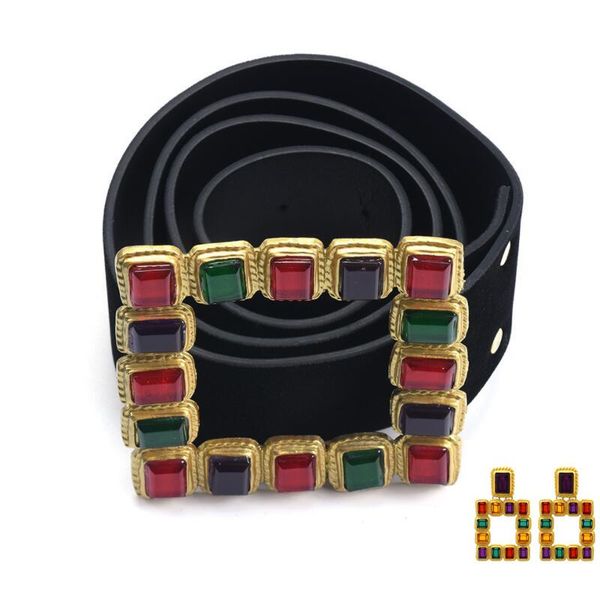 

belts women's ladies belt long versatile square buckle dress decorative waist seal retro designer women box, Black;brown