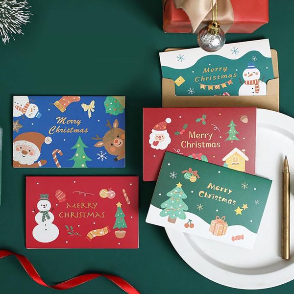 

greeting cards christmas card with envelope decoration santa snowman blessing message year 2022 navidad