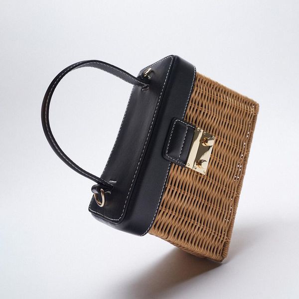 

fashion rattan box women handbags wicker woven lady shoulder crossbody luxury summer beach straw bag female travel purses c0508
