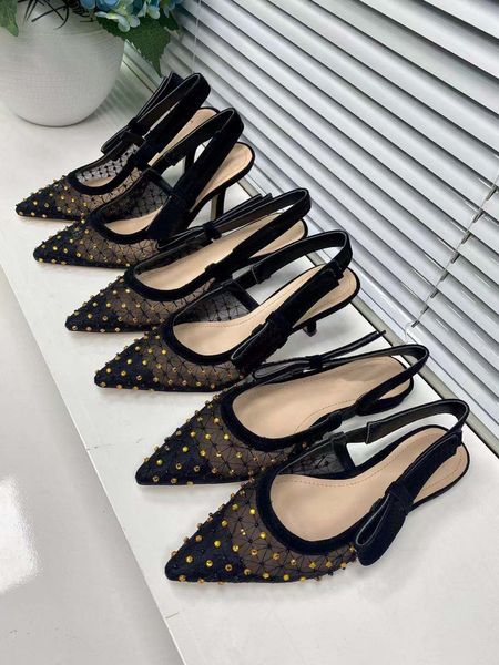 

summer new womens sandals leather womens high heel pointed bow diamond elegant style one word buckle sandals fashion, Black