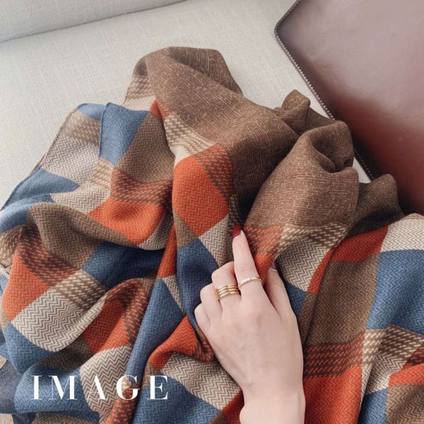 

reflecting the british plaid scarf for female winter korean students, Blue;gray