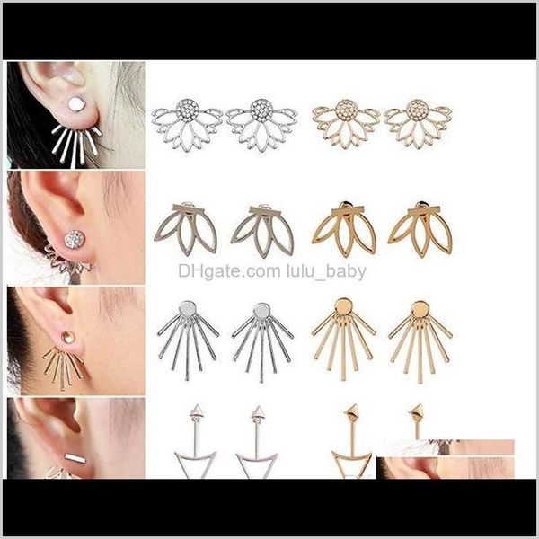 

stud mixed lot womens earrings mtiple dainty lotus flower ear jacket set for sansitive ears simple chic jewelry drop delivery 2021 6nmfe, Golden;silver