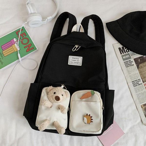 

2021 new nylon female campus middle high student school bag for teenager girl women outdoor backpack book schoolbag