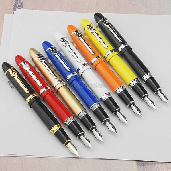 

jinhao 159 big size metal fountain pen 18kgp medium nib 0.7mm silver clip ink pen for writing school & office multicolor