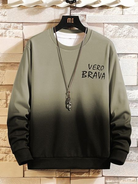 

men letter & ombre print sweatshirt c9ik#, Black