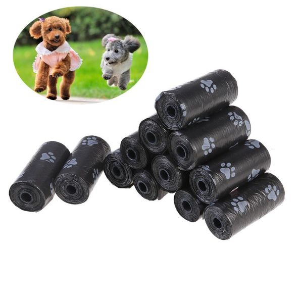 

waste bins 12 rolls degradable dog poop bags leak-proof pet bag (black)