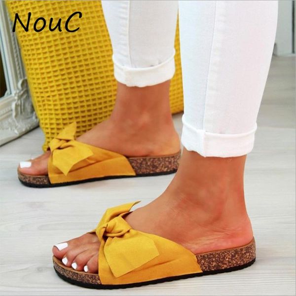 

nouc 2021 shoes woman sandals for women beach shoes bow slip on gladiator sandals women summer footwear flat female plus, Black