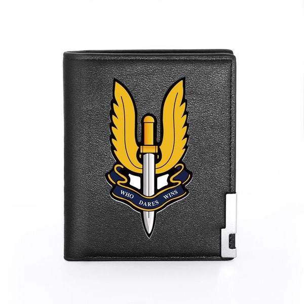 

unique special air service printing pu leather men women short wallet id holder purse, Red;black