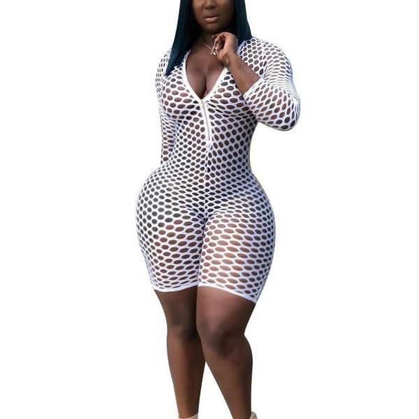 

women's jumpsuits & rompers women hollow out playsuit overall club v neck long sleeve romper streetwear solid bodycon bodysuit, Black;white