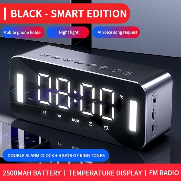 

mini speakers bluetooth speaker stereo bass multifunctional digital display temperature clock alarm night light pull-out phone holder all in